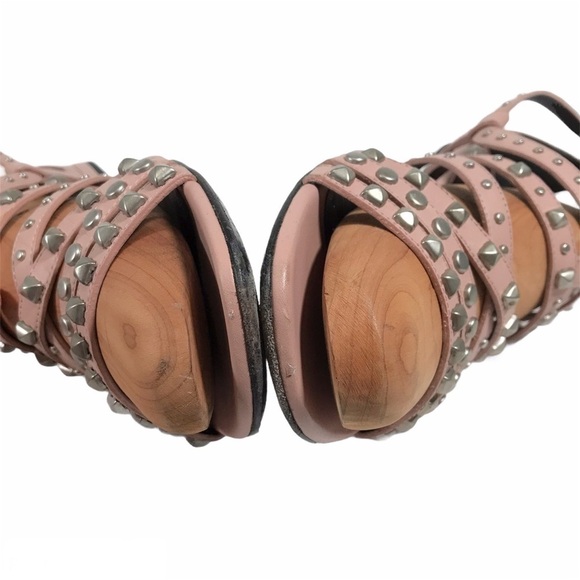 SAINT LAURENT Pink Gladiator Studded Leather Sandals 39.5 - Picture 10 of 16